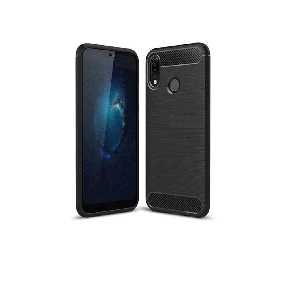 Protectores para celular  para Samsung  A8 Plus 2018 Funda de tpu fibra de carbono Negro